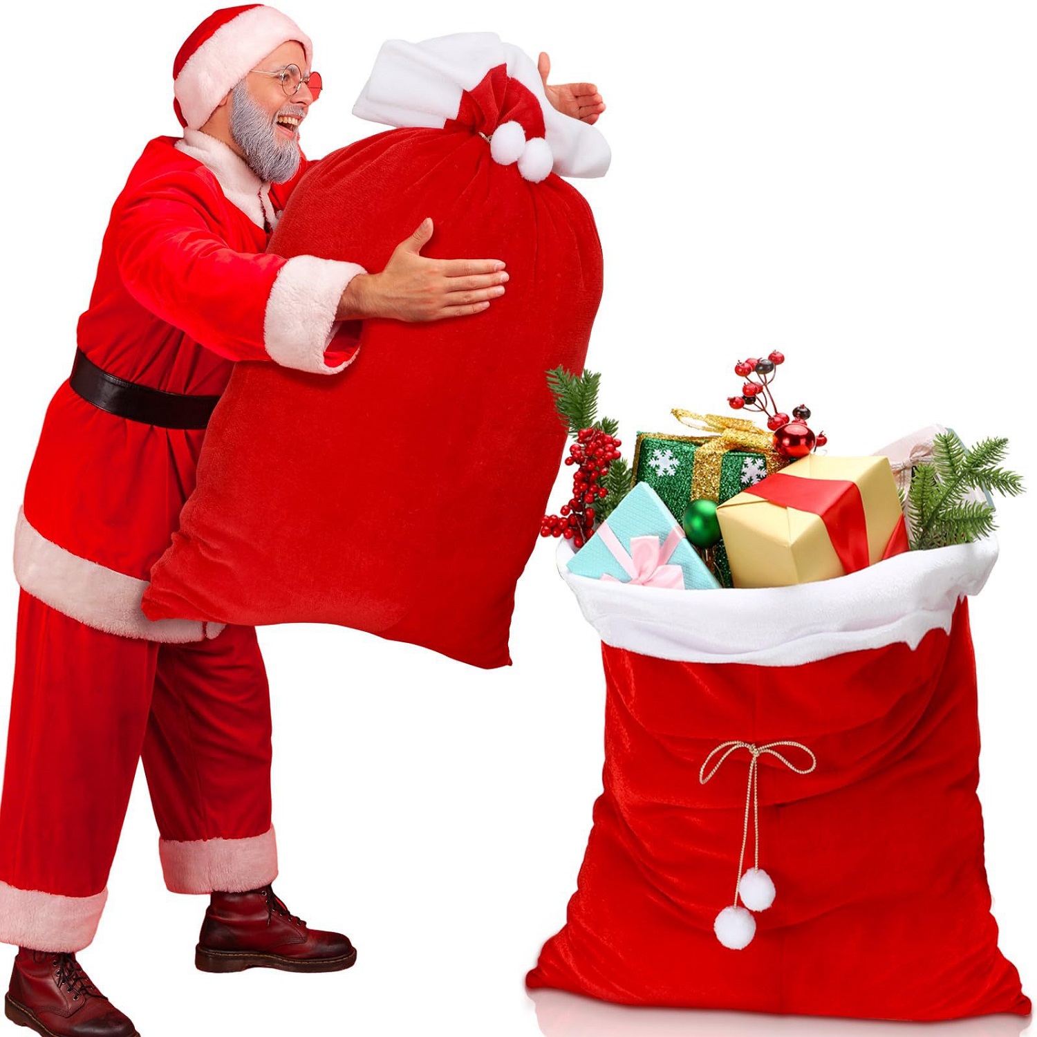Luxury Xmas Bags - Aksamitne torby na prezenty świąteczne w