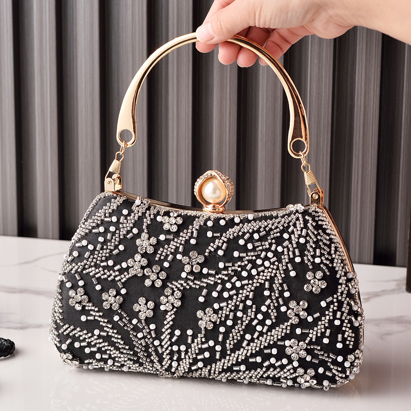 Luxury Bags China Wholesale - Czarna Torebka Z Koralikami Vintage Damskie