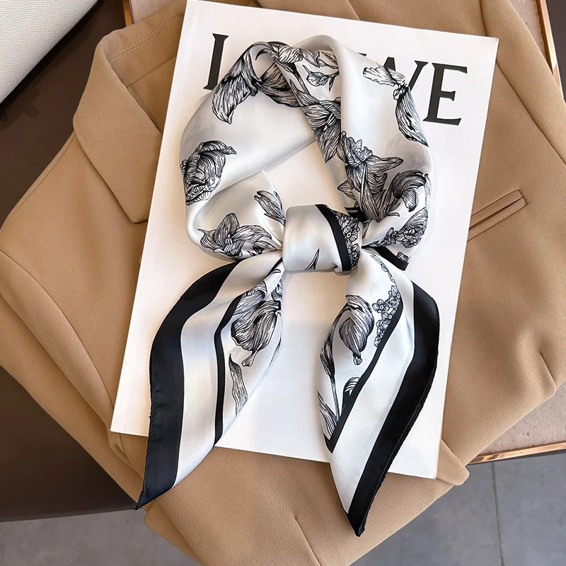 Luxury Bags Trending - 70*70cm luksusowy kwiatowy nadruk jedwabny kwadratowy