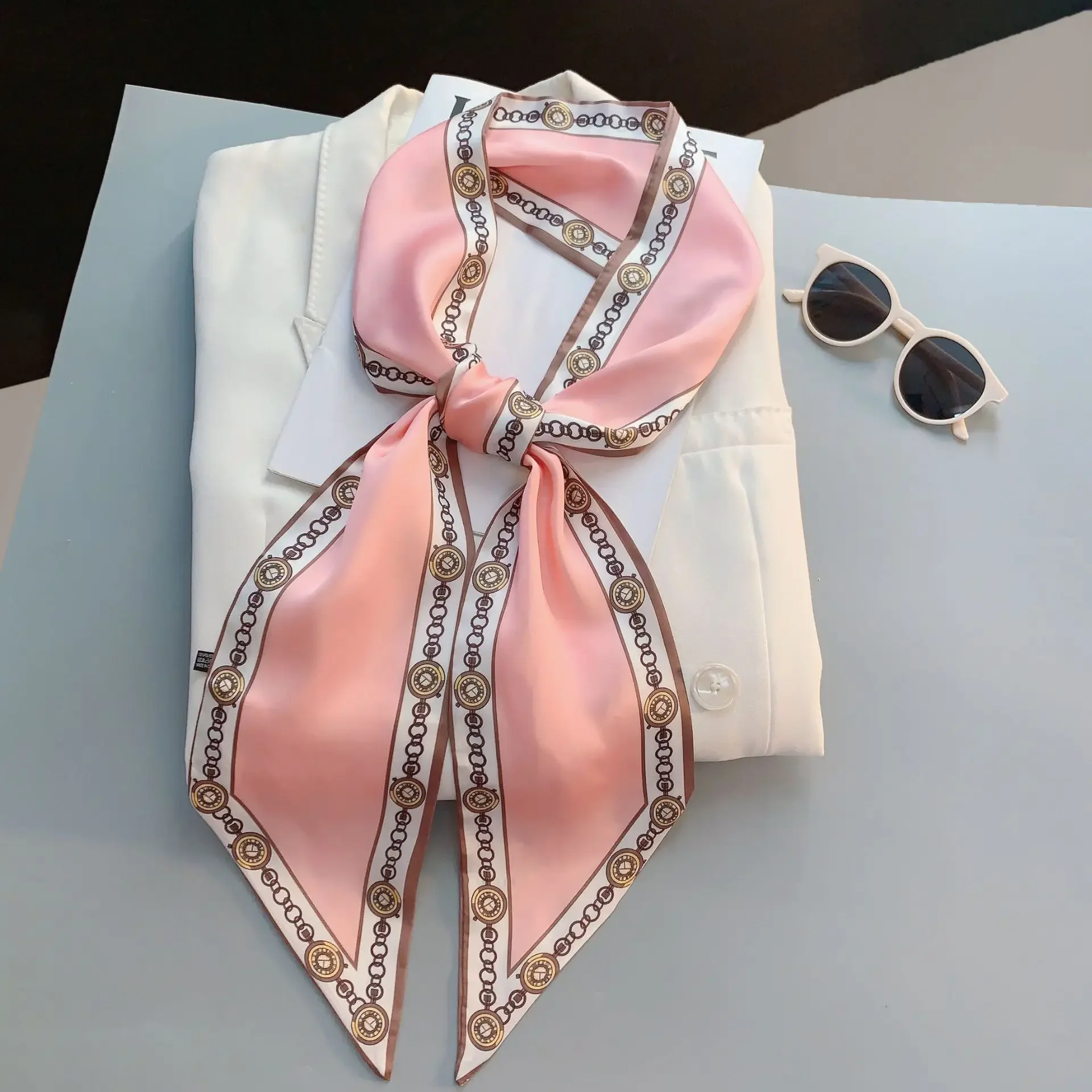 Wąski szalik z nadrukiem, w kr – Luxury Bags Designer recenzja i cena