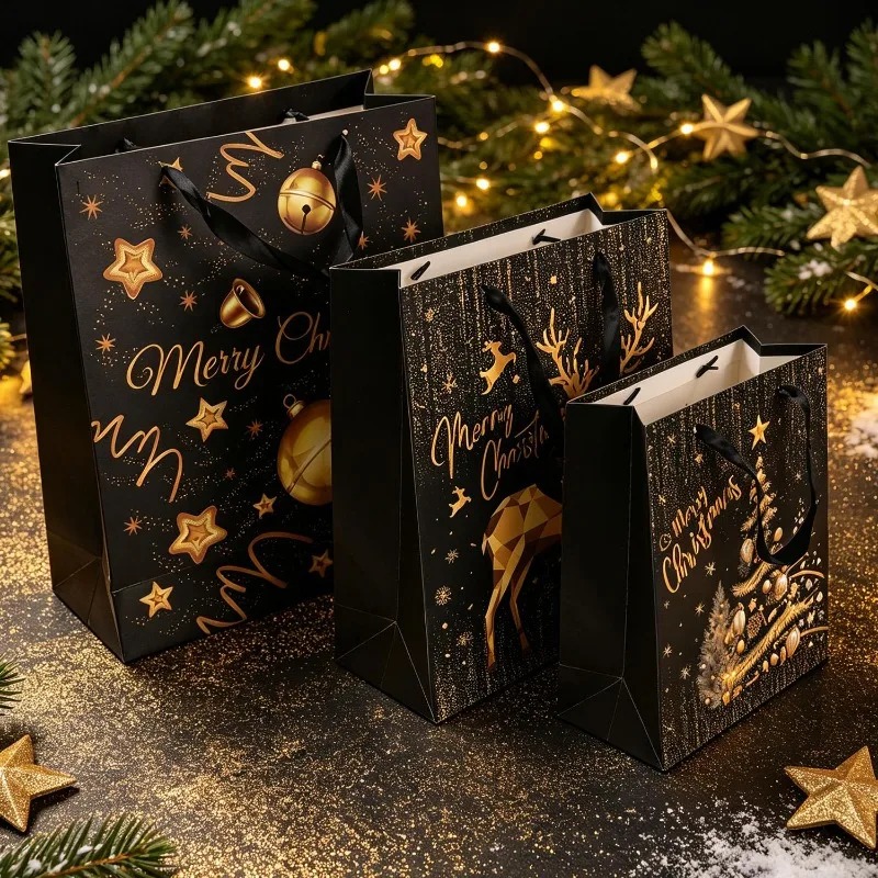 1/5 szt. Czarno-złota świątecz – Luxury Xmas Bags recenzja i cena